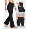 Ewedoos Fleece Lined Yoga Pants with Pockets Water Resistant Hiking Pants Women High Waist Flare Leggings Winter Warm Pants(Black)