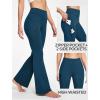 Ewedoos Fleece Lined Yoga Pants with Pockets Water Resistant Hiking Pants Women High Waist Flare Leggings Winter Warm Pants(Dark Midinight Blue)