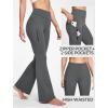 Ewedoos Fleece Lined Yoga Pants with Pockets Water Resistant Hiking Pants Women High Waist Flare Leggings Winter Warm Pants(Grey)
