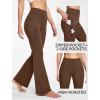 Ewedoos Fleece Lined Yoga Pants with Pockets Water Resistant Hiking Pants Women High Waist Flare Leggings Winter Warm Pants(Java)