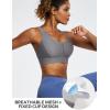 Ewedoos High Impact Sports Bras for Women High Support Zip Front Large Bust Workout Sports Bras with Adjustable Straps(Light Gray)