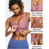 Ewedoos High Impact Sports Bras for Women High Support Zip Front Large Bust Workout Sports Bras with Adjustable Straps(Pink)