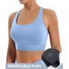 Ewedoos High Support Sports Bras for Women Adjustbale Supportive High Impact Sports Bra Push Up Workout Running Bras(Baby Blue)