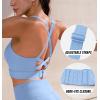 Ewedoos High Support Sports Bras for Women Adjustbale Supportive High Impact Sports Bra Push Up Workout Running Bras(Baby Blue)