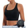 Ewedoos High Support Sports Bras for Women Adjustbale Supportive High Impact Sports Bra Push Up Workout Running Bras(Black)