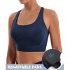 Ewedoos High Support Sports Bras for Women Adjustbale Supportive High Impact Sports Bra Push Up Workout Running Bras(Navy Blue)