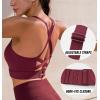 Ewedoos High Support Sports Bras for Women Adjustbale Supportive High Impact Sports Bra Push Up Workout Running Bras(Wine Red)