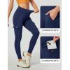 Ewedoos Hiking Pants Women Leggings with Zipper Pockets Water Resistant Workout Compression Leggings Tummy Control UPF50+(Blue Leggings)