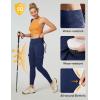 Ewedoos Hiking Pants Women Leggings with Zipper Pockets Water Resistant Workout Compression Leggings Tummy Control UPF50+(Blue Leggings)