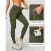 Ewedoos Hiking Pants Women Leggings with Zipper Pockets Water Resistant Workout Compression Leggings Tummy Control UPF50+(Dark Green Waterproof Leggings)