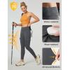 Ewedoos Hiking Pants Women Leggings with Zipper Pockets Water Resistant Workout Compression Leggings Tummy Control UPF50+(Grey Leggings)