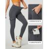 Ewedoos Hiking Pants Women Leggings with Zipper Pockets Water Resistant Workout Compression Leggings Tummy Control UPF50+(Grey Leggings)