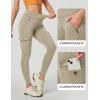 Ewedoos Hiking Pants Women Leggings with Zipper Pockets Water Resistant Workout Compression Leggings Tummy Control UPF50+(Khaki Leggings)