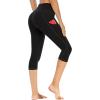 Ewedoos Leggings with Pockets for Women High Waisted Athletic Workout Compression Leggings Tummy Control Yoga Pants Women(Black Capri)