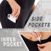 Ewedoos Leggings with Pockets for Women High Waisted Athletic Workout Compression Leggings Tummy Control Yoga Pants Women(Black Capri)