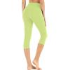 Ewedoos Leggings with Pockets for Women High Waisted Athletic Workout Compression Leggings Tummy Control Yoga Pants Women(Lime Green Capri)
