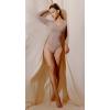 Ewedoos Long Sleeve Bodysuits for Women Scoop Neck Body Suits for Womens Tummy Control Soft Double Lined Bodysuit Tops(Latte)