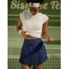 Ewedoos Pleated Tennis Skirts for Women Athletic Skirt with Shorts Underneath Skorts for Woman with Pockets for Golf(Dark Blue)