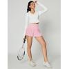 Ewedoos Pleated Tennis Skirts for Women Athletic Skirt with Shorts Underneath Skorts for Woman with Pockets for Golf(Pink)