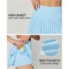 Ewedoos Pleated Tennis Skirts for Women Athletic Skirt with Shorts Underneath Skorts for Woman with Pockets for Golf(Sky Blue)