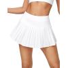 Ewedoos Pleated Tennis Skirts for Women Athletic Skirt with Shorts Underneath Skorts for Woman with Pockets for Golf(White)