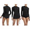 Ewedoos Rash Guard for Women UPF 50+ Sun Protection Clothing Swim Shirts for Woman SPF Shirts Long Sleeve UV Sun Shirts(Black)
