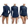 Ewedoos Rash Guard for Women UPF 50+ Sun Protection Clothing Swim Shirts for Woman SPF Shirts Long Sleeve UV Sun Shirts(Navy Blue)