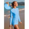 Ewedoos Rash Guard for Women UPF 50+ Sun Protection Clothing Swim Shirts for Woman SPF Shirts Long Sleeve UV Sun Shirts(Sky Blue)