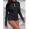 Ewedoos Rash Guard for Women UPF50+ UV Sun Protection Clothing SPF Shirts Long Sleeve Swim Shirts for Woman with Pockets(Black)
