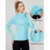 Ewedoos Rash Guard for Women UPF50+ UV Sun Protection Clothing SPF Shirts Long Sleeve Swim Shirts for Woman with Pockets(Light Blue)