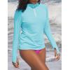 Ewedoos Rash Guard for Women UPF50+ UV Sun Protection Clothing SPF Shirts Long Sleeve Swim Shirts for Woman with Pockets(Light Blue)