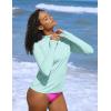 Ewedoos Rash Guard for Women UPF50+ UV Sun Protection Clothing SPF Shirts Long Sleeve Swim Shirts for Woman with Pockets(Light Green)