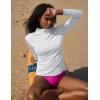 Ewedoos Rash Guard for Women UPF50+ UV Sun Protection Clothing SPF Shirts Long Sleeve Swim Shirts for Woman with Pockets(White)