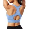 Ewedoos Sports Bras for Women High Support High Impact Sports Bras for Women Large Bust Push up Racerback Workout Running Bra(Aqua Blue)