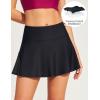 Ewedoos Swim Skirt Tummy Control Swim Skirt Bottoms for Women with Pockets Bathing Suit Swimsuit Tankini Swimming Skort(Black)