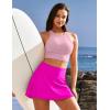 Ewedoos Swim Skirt Tummy Control Swim Skirt Bottoms for Women with Pockets Bathing Suit Swimsuit Tankini Swimming Skort(Pink)