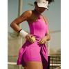 Ewedoos Tennis Dresses for Women with Shorts Underneath Easy Peezy Athletic Dress Workout Square Neck Golf Active Dress(Hot Pink)