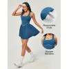 Ewedoos Tennis Dresses for Women with Shorts Underneath Easy Peezy Athletic Dress Workout Square Neck Golf Active Dress(Indigo)