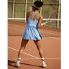 Ewedoos Tennis Dresses for Women with Shorts Underneath Easy Peezy Athletic Dress Workout Square Neck Golf Active Dress(Light Blue)