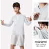 Ewedoos UPF50+ Boys Swim Shirt Rash Guard Long Sleeve Quick Dry Sun Shirts Kids Boys Fishing Shirt for Summer Outdoor(Gray)