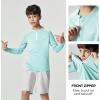 Ewedoos UPF50+ Boys Swim Shirt Rash Guard Long Sleeve Quick Dry Sun Shirts Kids Boys Fishing Shirt for Summer Outdoor(Light Green)