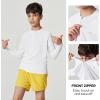 Ewedoos UPF50+ Boys Swim Shirt Rash Guard Long Sleeve Quick Dry Sun Shirts Kids Boys Fishing Shirt for Summer Outdoor(White)