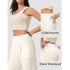 Ewedoos Wide Leg Pants Woman Stretchy Work Dress Pants Women Pull on Business Casual Slacks Trousers Fall Outfits 26″/28″(Off-white- 28” Regular)