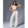 Ewedoos Wide Leg Pants Woman Stretchy Work Dress Pants Women Pull on Business Casual Slacks Trousers Fall Outfits 26″/28″(Off-white- 28” Regular)