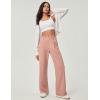 Ewedoos Wide Leg Pants Woman Stretchy Work Dress Pants Women Pull on Business Casual Slacks Trousers Fall Outfits 26″/28″(Pink- 28” Regular)