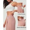 Ewedoos Wide Leg Pants Woman Stretchy Work Dress Pants Women Pull on Business Casual Slacks Trousers Fall Outfits 26″/28″(Pink- 28” Regular)