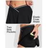 Ewedoos Women’s Athletic Skirt Cross Waist Tennis Skirt with Pockets Linner Skorts Tennis Skirts Golf Pickleball Casual(Black)