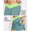 Ewedoos Women’s Athletic Skirt Cross Waist Tennis Skirt with Pockets Linner Skorts Tennis Skirts Golf Pickleball Casual(Green)