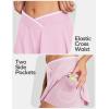 Ewedoos Women’s Athletic Skirt Cross Waist Tennis Skirt with Pockets Linner Skorts Tennis Skirts Golf Pickleball Casual(Hot Pink)