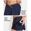 Ewedoos Women’s Athletic Skirt Cross Waist Tennis Skirt with Pockets Linner Skorts Tennis Skirts Golf Pickleball Casual(Navy)
